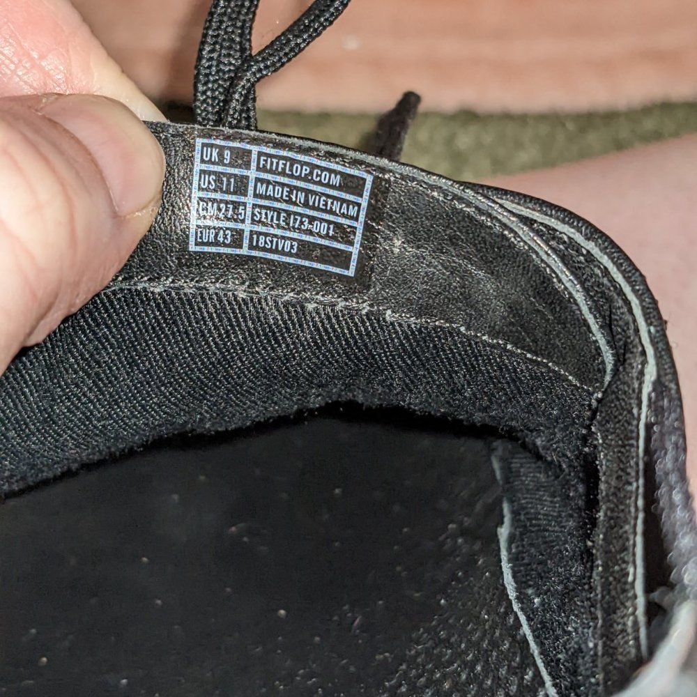 Fitflop F-Sporty Mirror Toe black leather sneaker size 11 - Picture 4 of 5